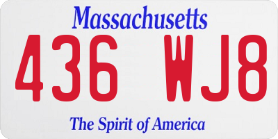 MA license plate 436WJ8