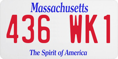 MA license plate 436WK1