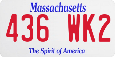 MA license plate 436WK2