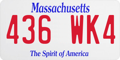 MA license plate 436WK4
