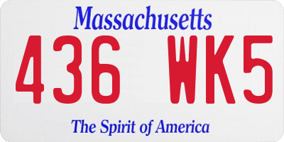 MA license plate 436WK5