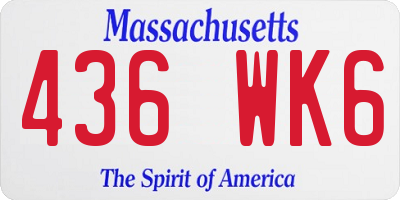 MA license plate 436WK6