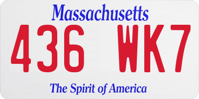 MA license plate 436WK7