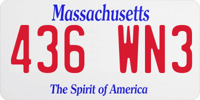 MA license plate 436WN3