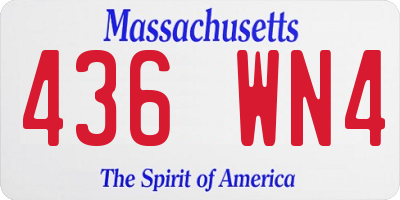 MA license plate 436WN4
