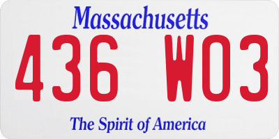 MA license plate 436WO3