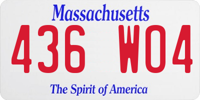 MA license plate 436WO4