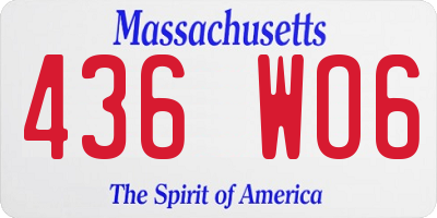 MA license plate 436WO6
