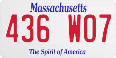 MA license plate 436WO7