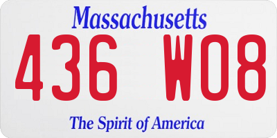 MA license plate 436WO8