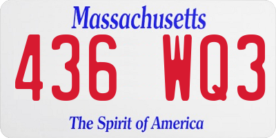MA license plate 436WQ3