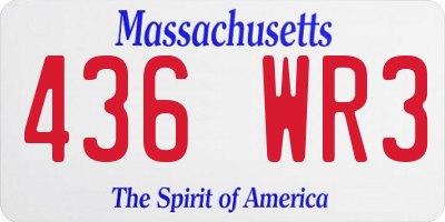 MA license plate 436WR3