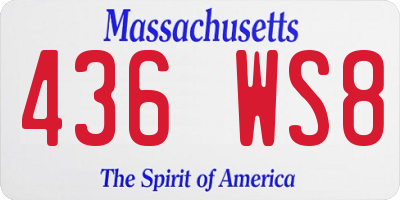 MA license plate 436WS8