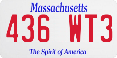 MA license plate 436WT3