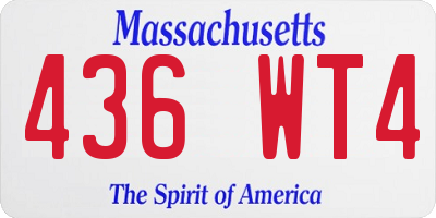 MA license plate 436WT4