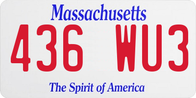 MA license plate 436WU3