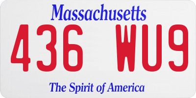 MA license plate 436WU9
