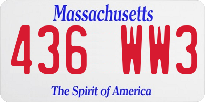 MA license plate 436WW3