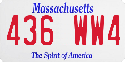 MA license plate 436WW4