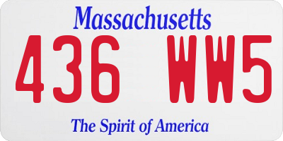 MA license plate 436WW5