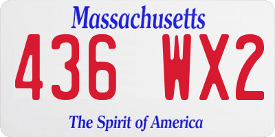 MA license plate 436WX2