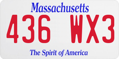 MA license plate 436WX3