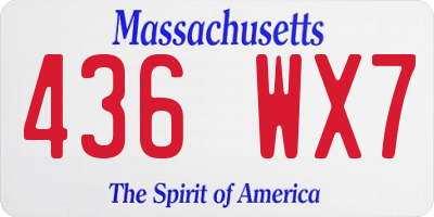 MA license plate 436WX7