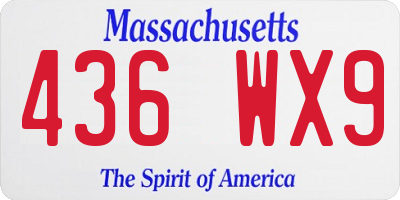 MA license plate 436WX9
