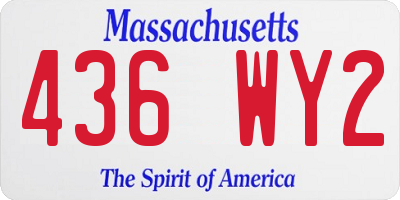 MA license plate 436WY2