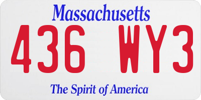 MA license plate 436WY3