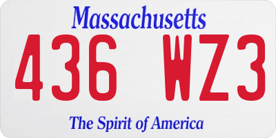 MA license plate 436WZ3