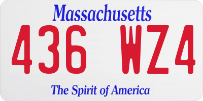 MA license plate 436WZ4