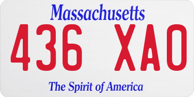 MA license plate 436XA0