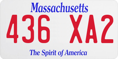 MA license plate 436XA2