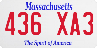MA license plate 436XA3