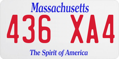MA license plate 436XA4
