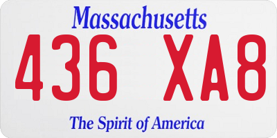 MA license plate 436XA8
