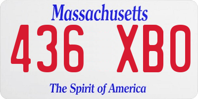 MA license plate 436XB0