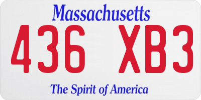 MA license plate 436XB3