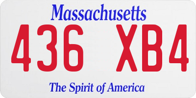MA license plate 436XB4