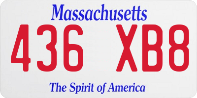 MA license plate 436XB8