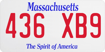 MA license plate 436XB9