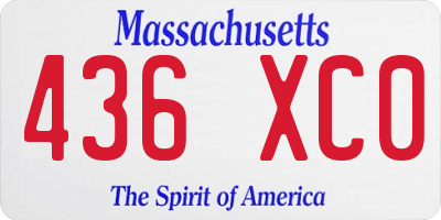 MA license plate 436XC0