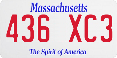 MA license plate 436XC3