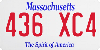 MA license plate 436XC4