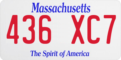 MA license plate 436XC7