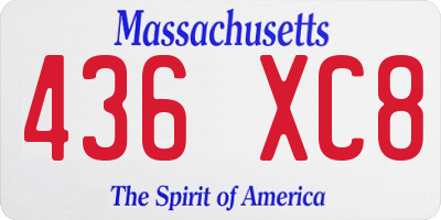 MA license plate 436XC8
