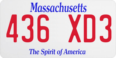 MA license plate 436XD3