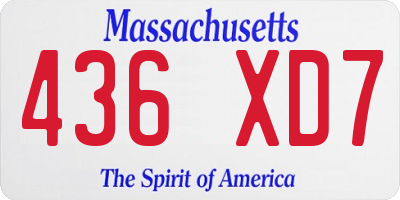 MA license plate 436XD7