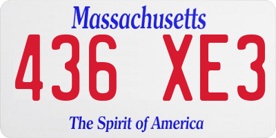 MA license plate 436XE3